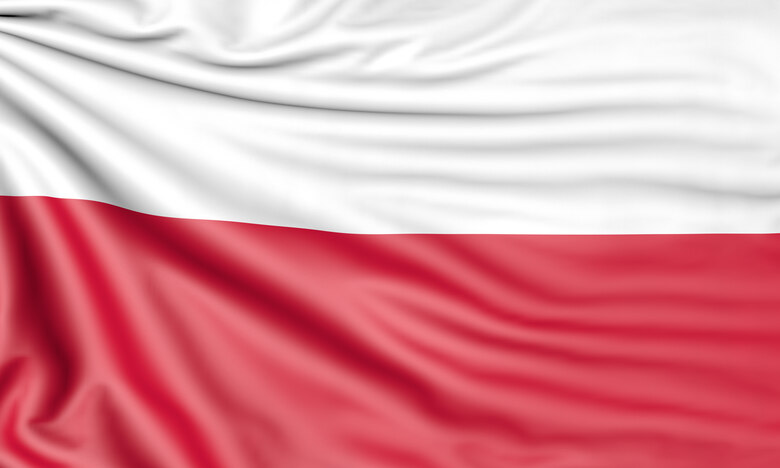 Flagge von Polen: oben weiß, unten rot.